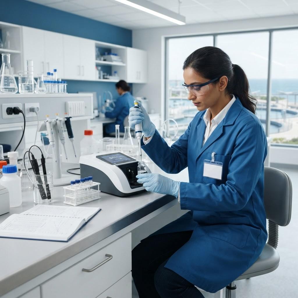 Scientist analyzing water