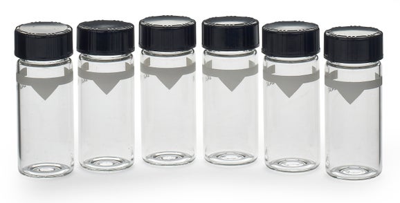 Sample cells with caps, 10 mL, 6 pcs